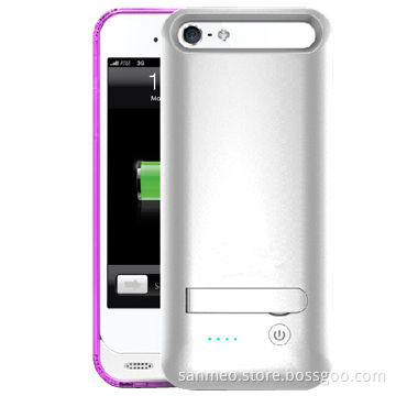 Battery Case for iPhone 5/5S with 2,400mAh w/Changeable Frames, Folding Kistand, Li-polymer Battery
